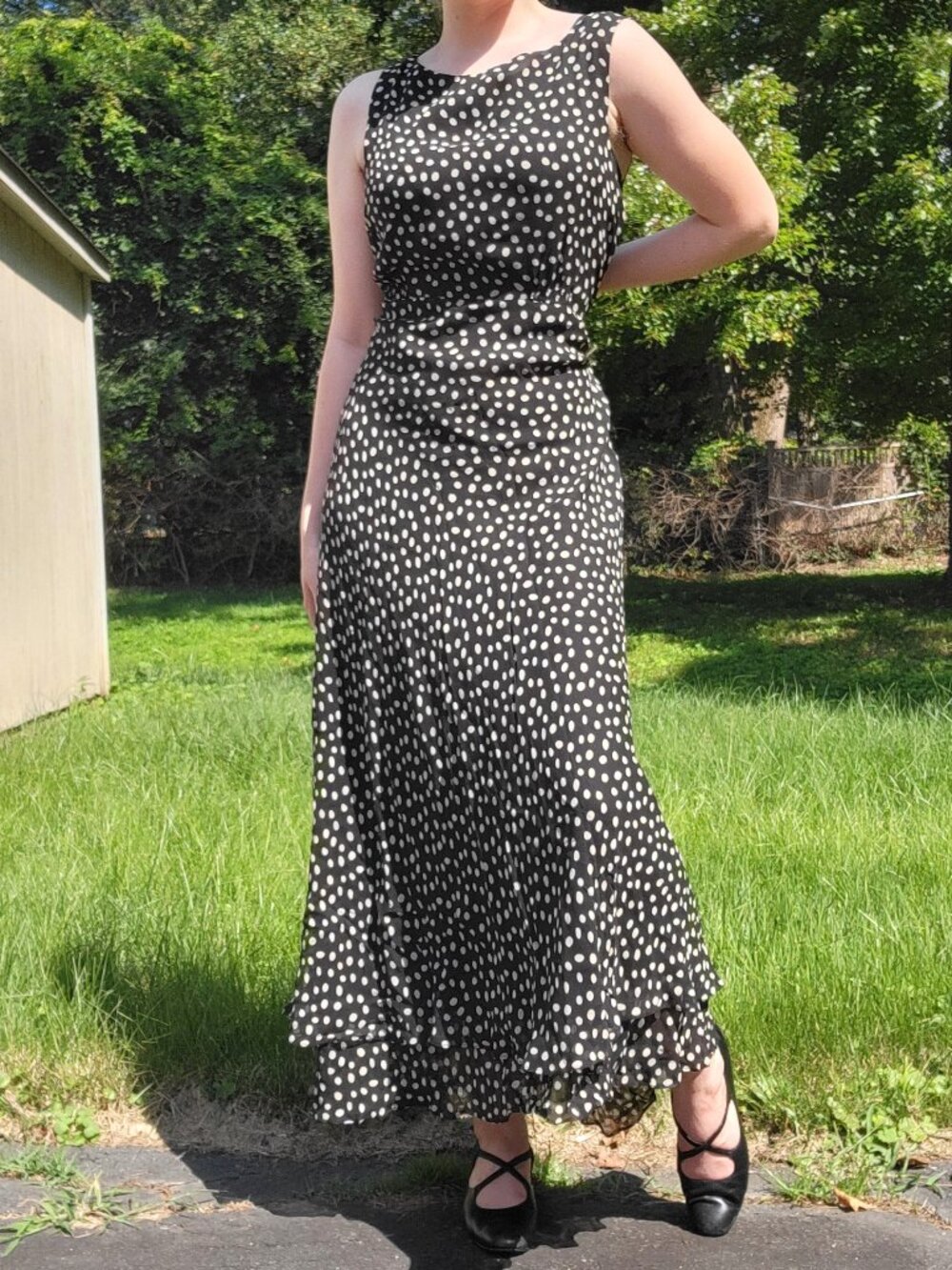 ❝ maggy boutique maxi length silk polka dot dress ❀⋅ ❞